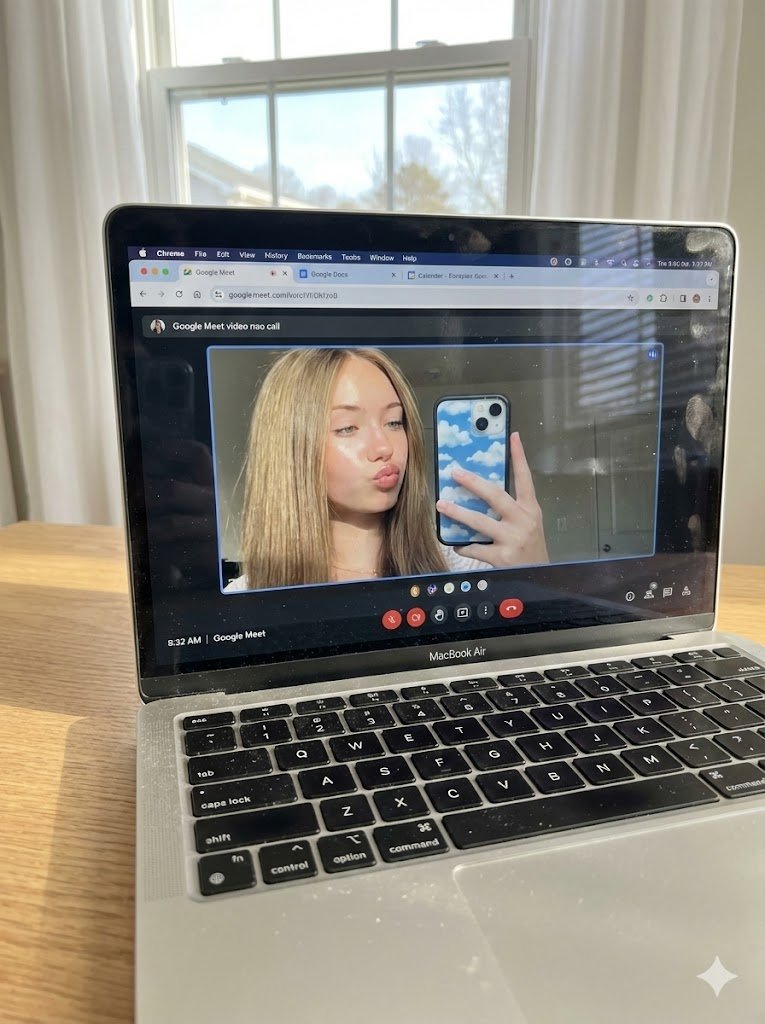 Raw Photo of MacBook Screen During Google Meet Selfie — output 1