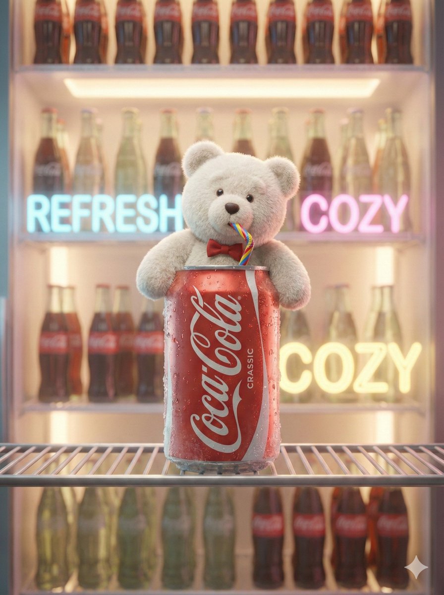 Pixar-Level Commercial Scene: Teddy Bear in a Soda Can — output 1