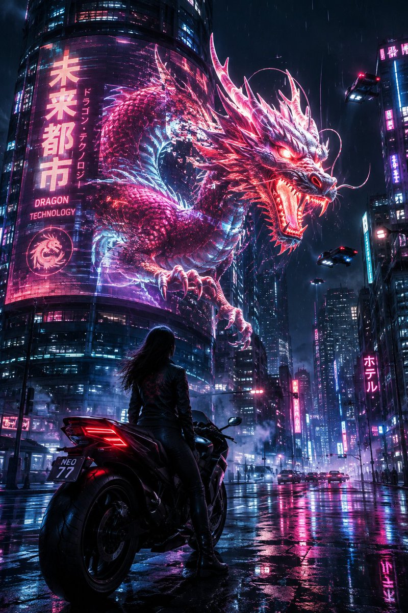YouTube Thumbnail - Cyberpunk Neon Dragon Awakening — output 1