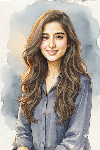 Profile / Avatar - Chestnut Brown Hair Portrait Watercolor Background — output 1