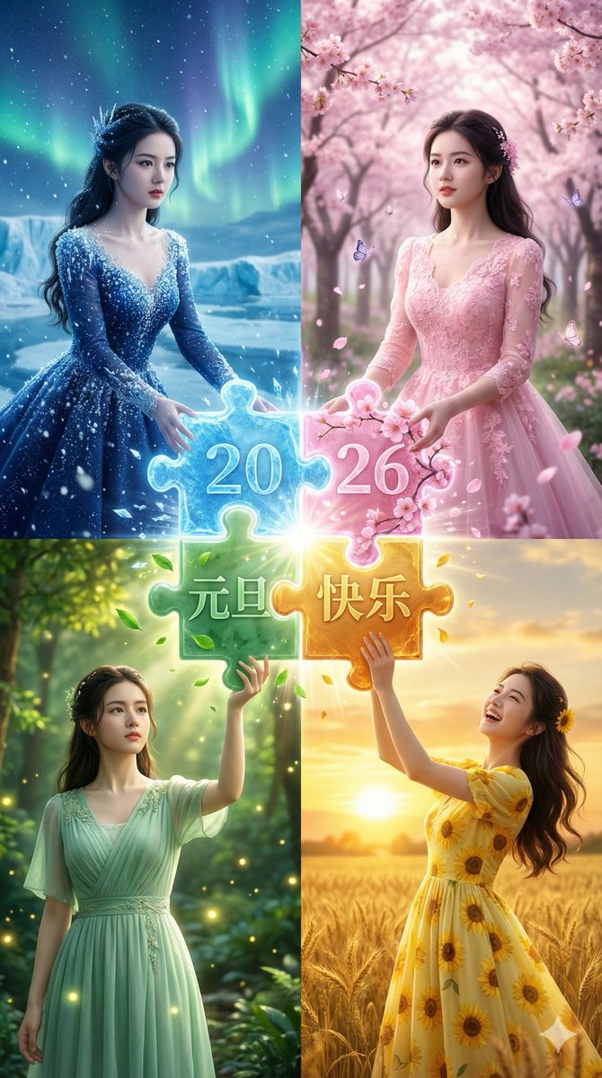 Four Seasons Puzzle for 2026 New Year Greeting — output 1