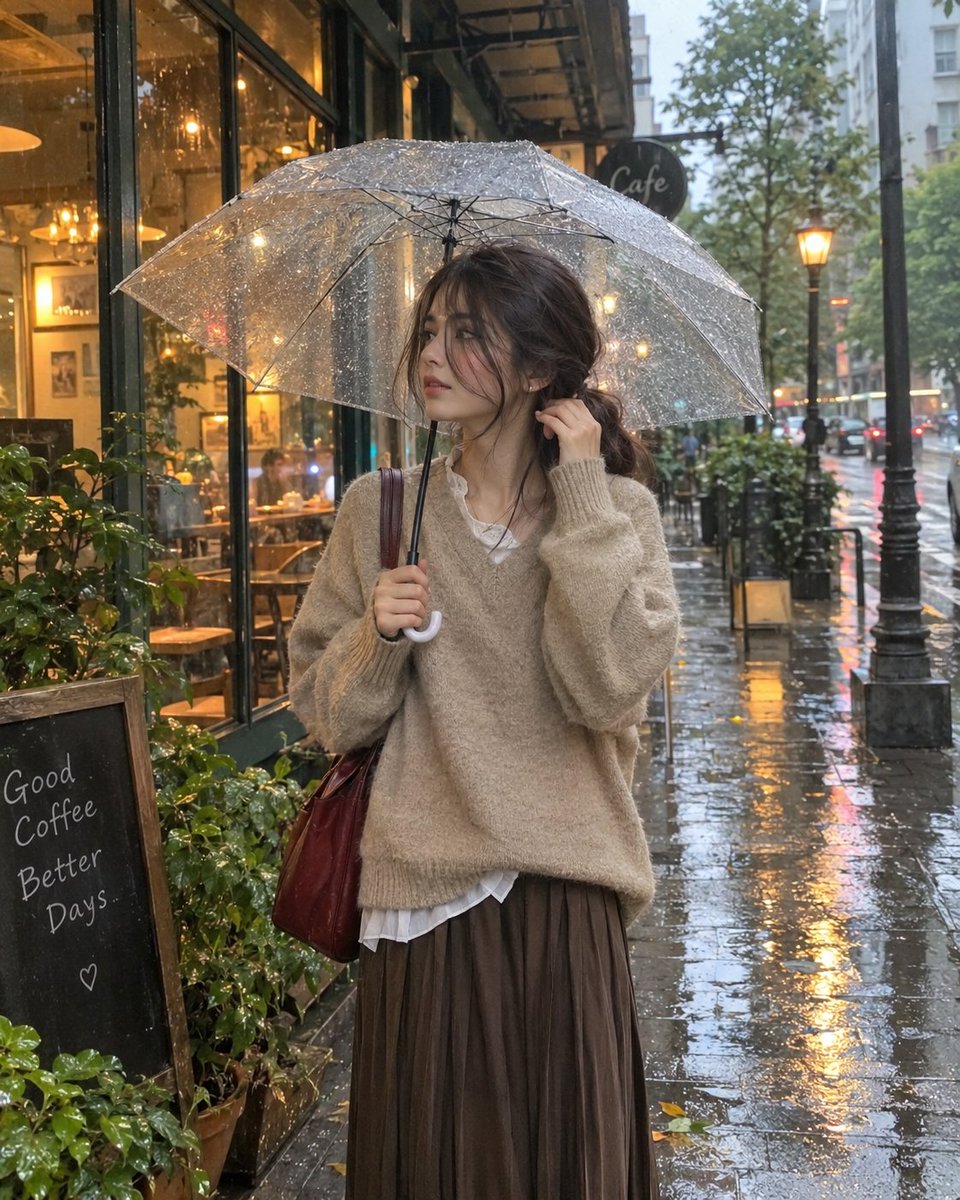 Profile / Avatar - Rainy Day Cafe Portrait Prompt — output 1