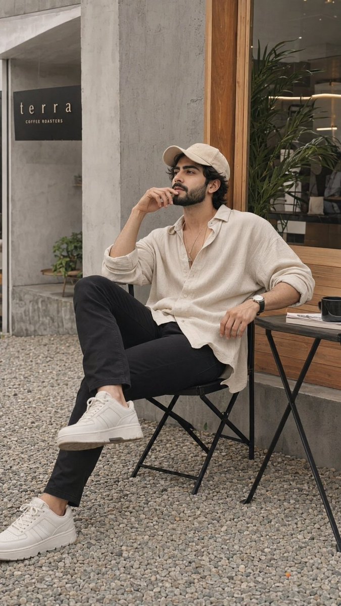 Profile / Avatar - Minimalist Streetwear Cafe Portrait — output 1
