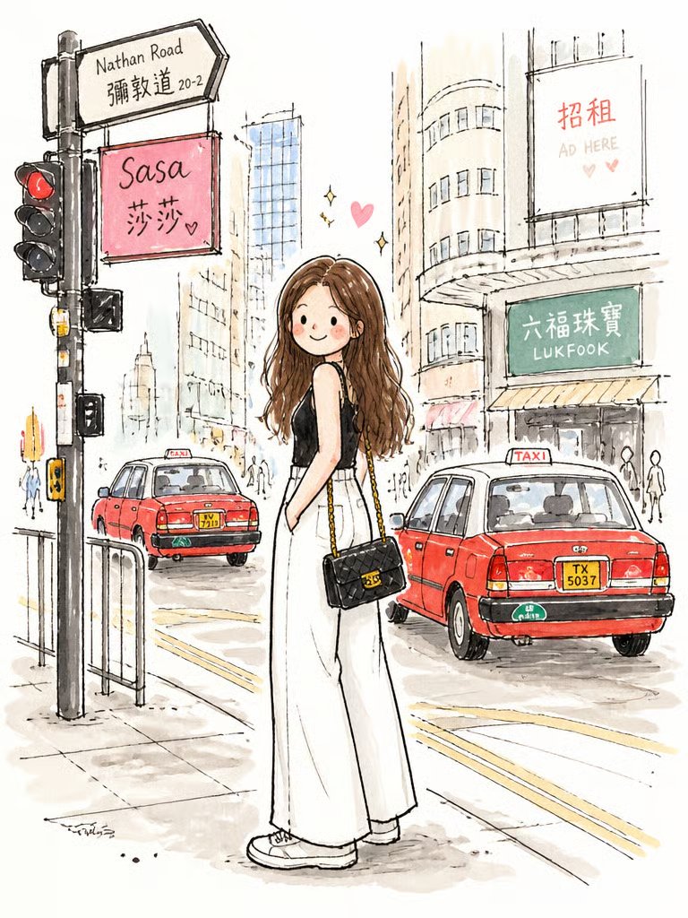 Profile / Avatar - Cute Watercolor Girl on Nathan Road — output 1