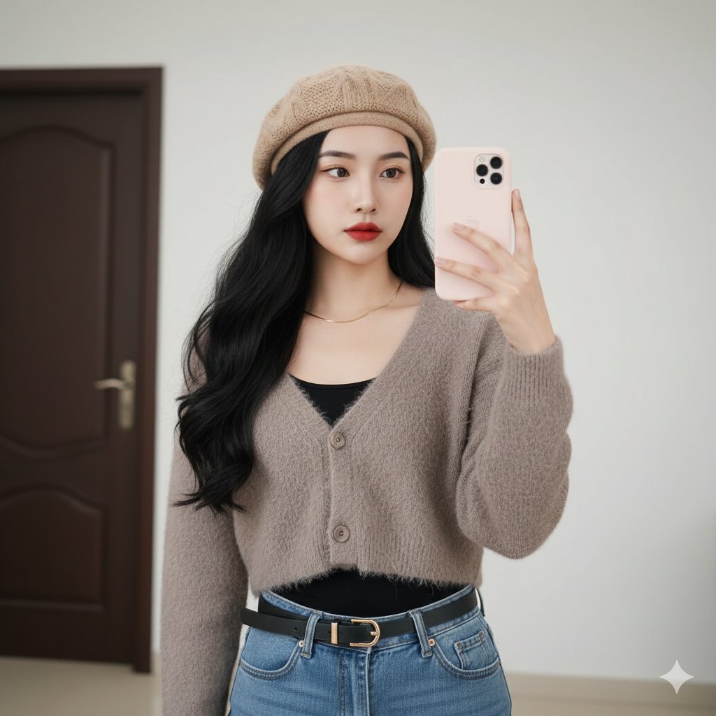 Profile / Avatar - Sophisticated Mirror Selfie in Minimalist Setting โ output 1