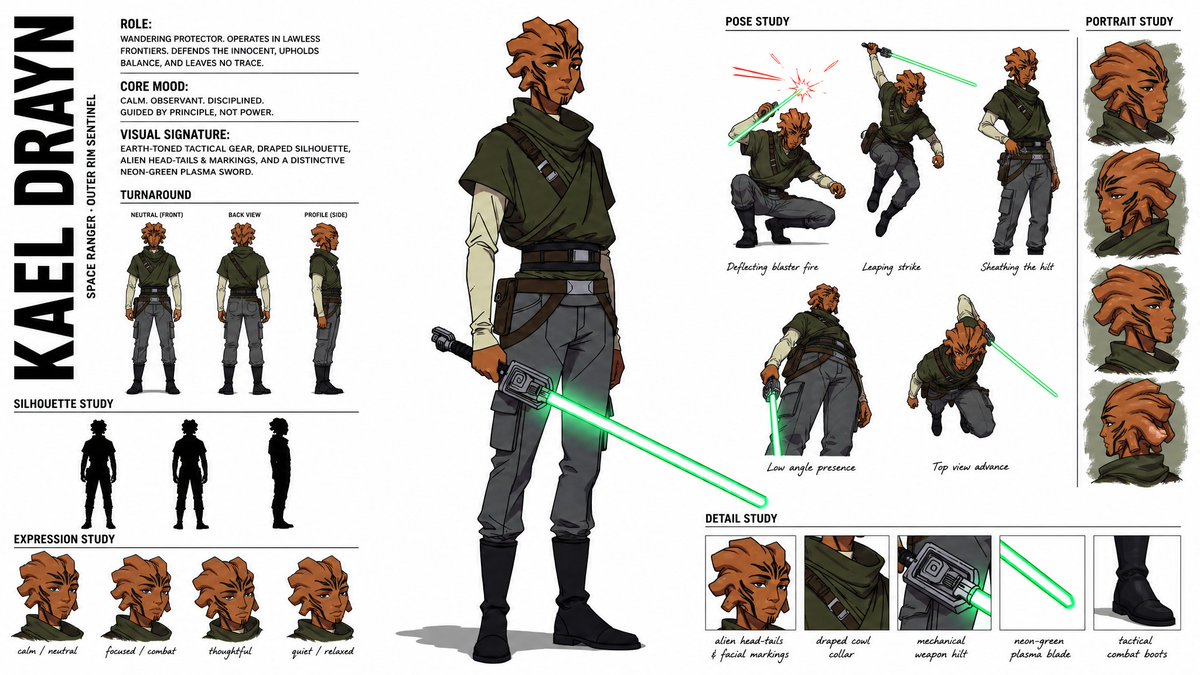 Comic / Storyboard - High-Fashion Anime Character Concept Sheet — output 1