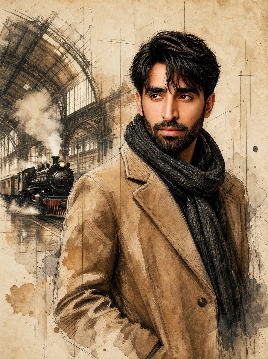 Product Marketing - Historic Train Station Fashion Illustration — output 1