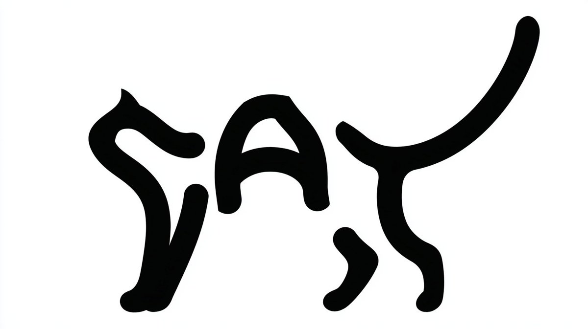 Monochrome Typographic Cat Illustration — output 1