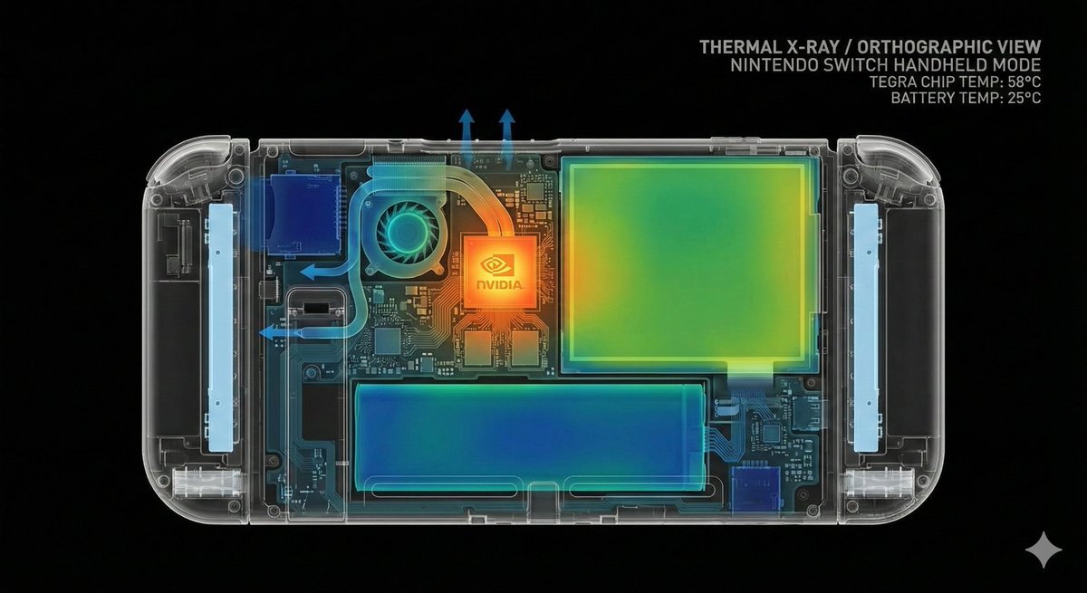 Thermal X-Ray Style Infographic Prompt (Nintendo Switch Example) — output 1