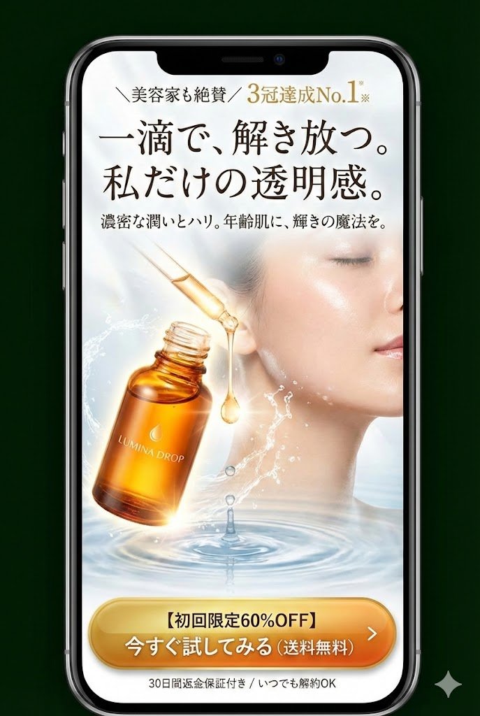 Landing page for a beauty serum — output 1