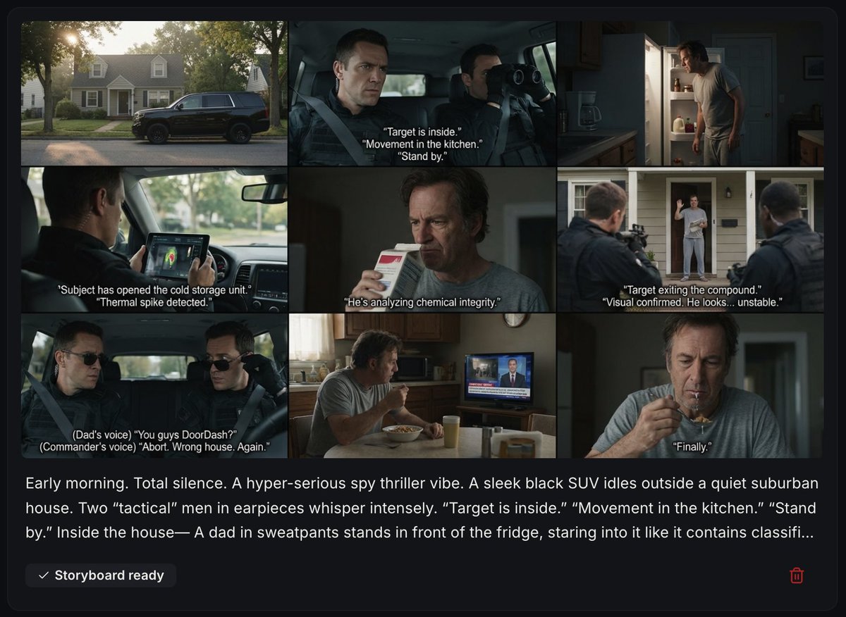 Comic / Storyboard - Spy Thriller Comedy Storyboard Prompt — output 1