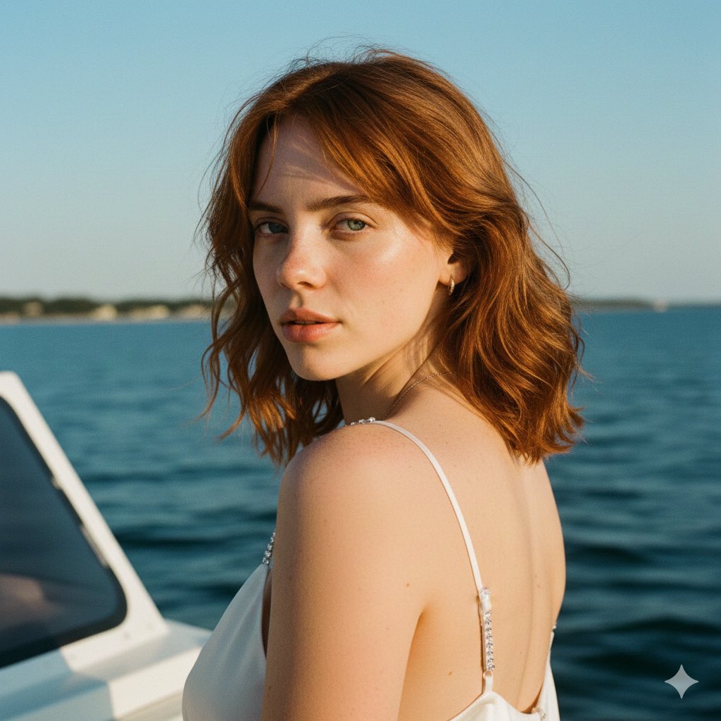 Social Media Post - Candid Celebrity Portrait on a Boat at Golden Hour — output 1