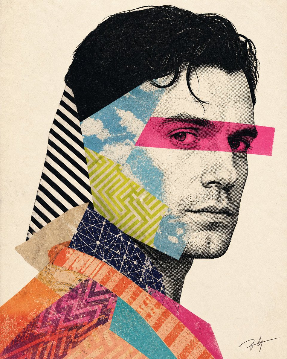Social Media Post - Mixed-media collage portrait illustration — output 1