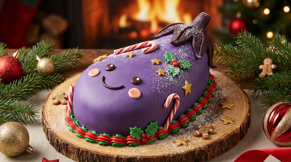 Turn a reference image into a realistic Christmas cake — output 1