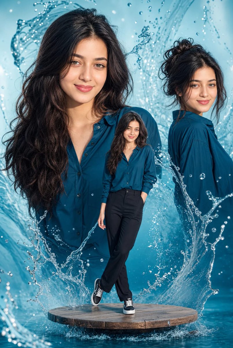 Profile / Avatar - Cinematic Water Splash Woman Portrait — output 1