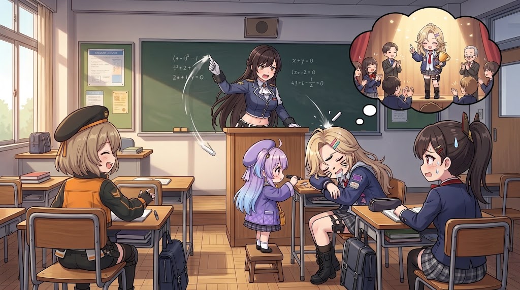 Comic / Storyboard - Anime Classroom Sleeping Student Scene — output 1