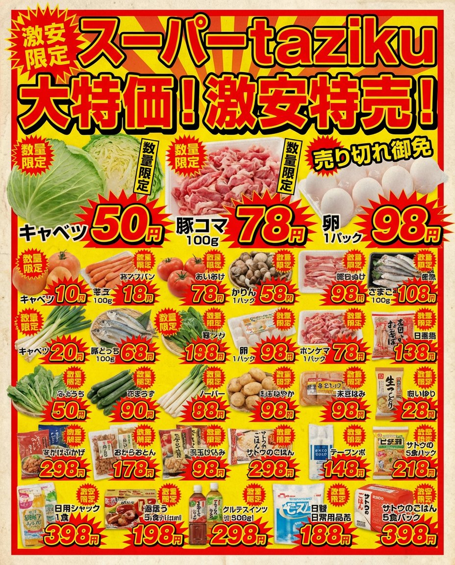Supermarket sale flyer in Japanese — output 1