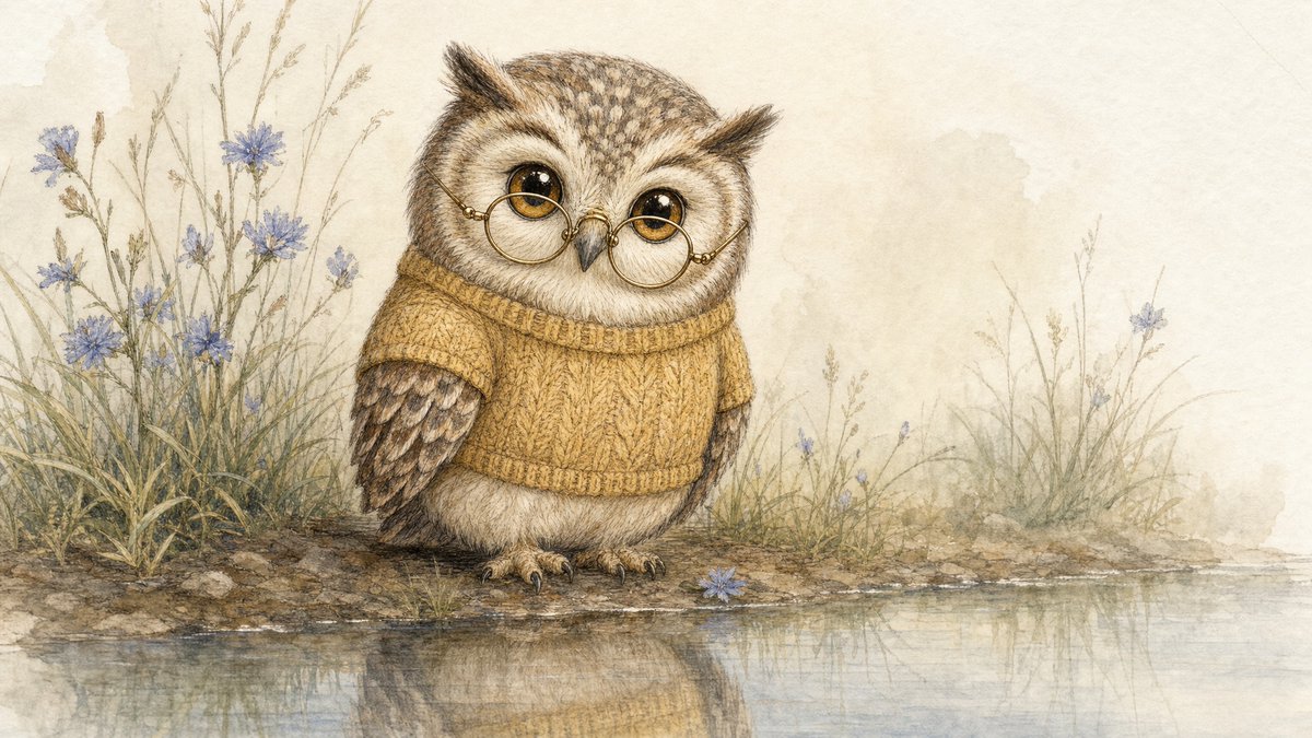 Comic / Storyboard - Watercolor Owl in Yellow Sweater — output 1