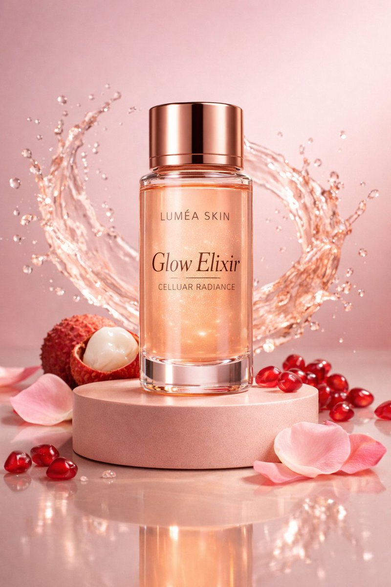 E-commerce Main Image - Luxury Skincare Commercial Photography: Glow Elixir — output 1