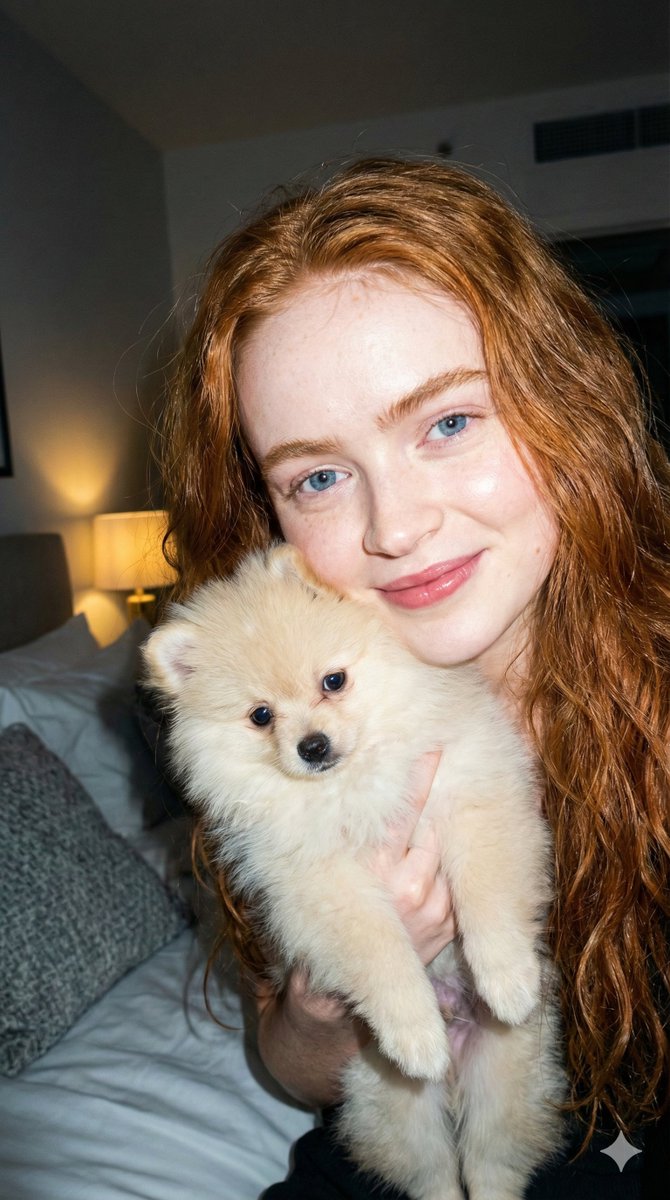 Profile / Avatar - Hard Flash Portrait with Pomeranian Puppy Prompt — output 1