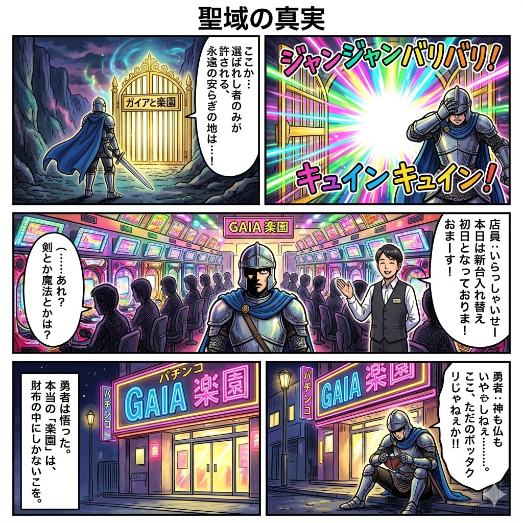 Comic / Storyboard - Four-Panel Manga: The Truth of the Sanctuary — output 1