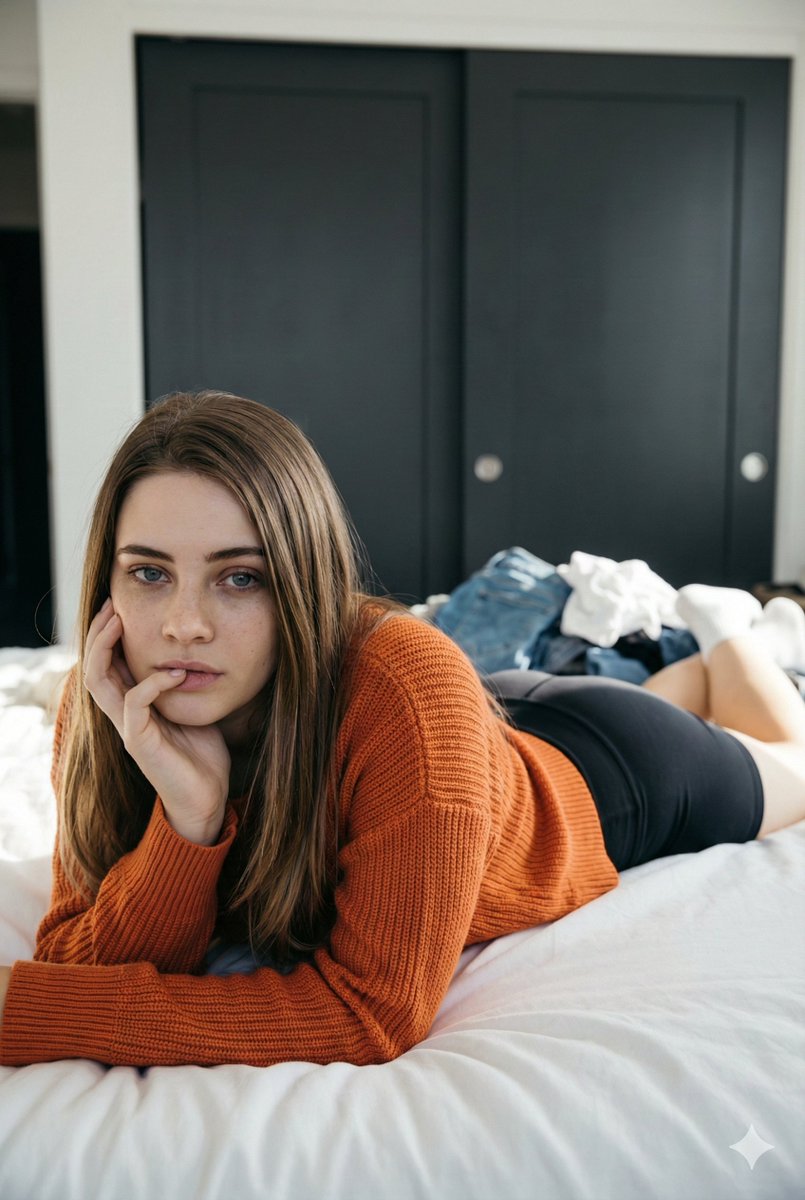 Josephine Langford Casual Bedroom Portrait — output 1