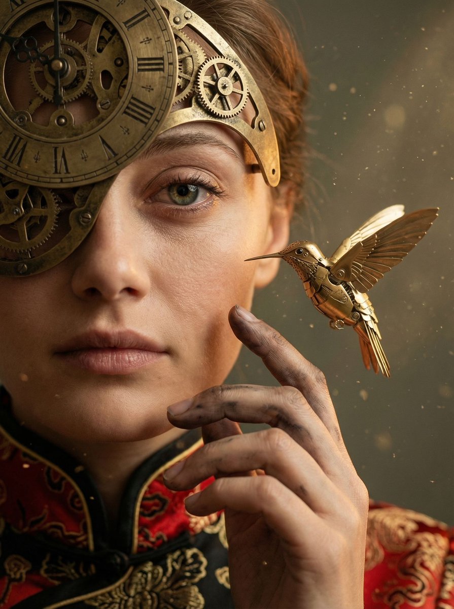 Game Asset - Mechanical Melancholy Macro Portrait Prompt — output 1