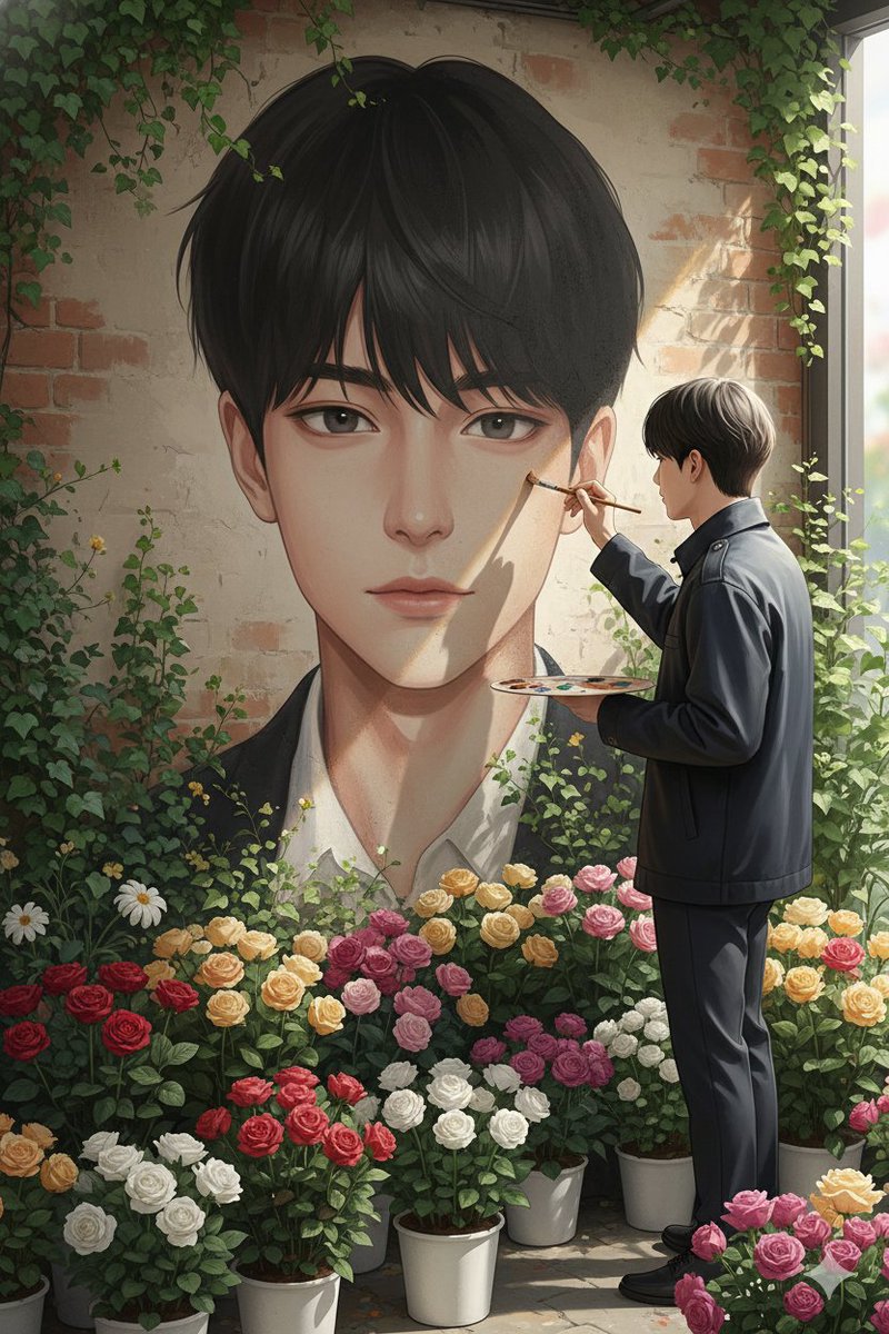 Social Media Post - Ultra-Realistic Portrait of an Artist Painting a Self-Mural — output 1