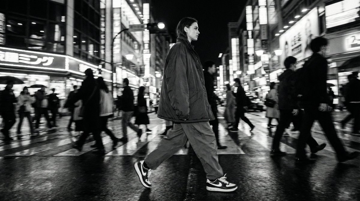 Template for Cinematic B&W Street Fashion Editorial — output 1