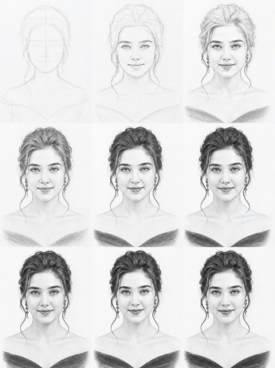 Infographic / Edu Visual - Graphite Portrait Progression Sheet — output 1