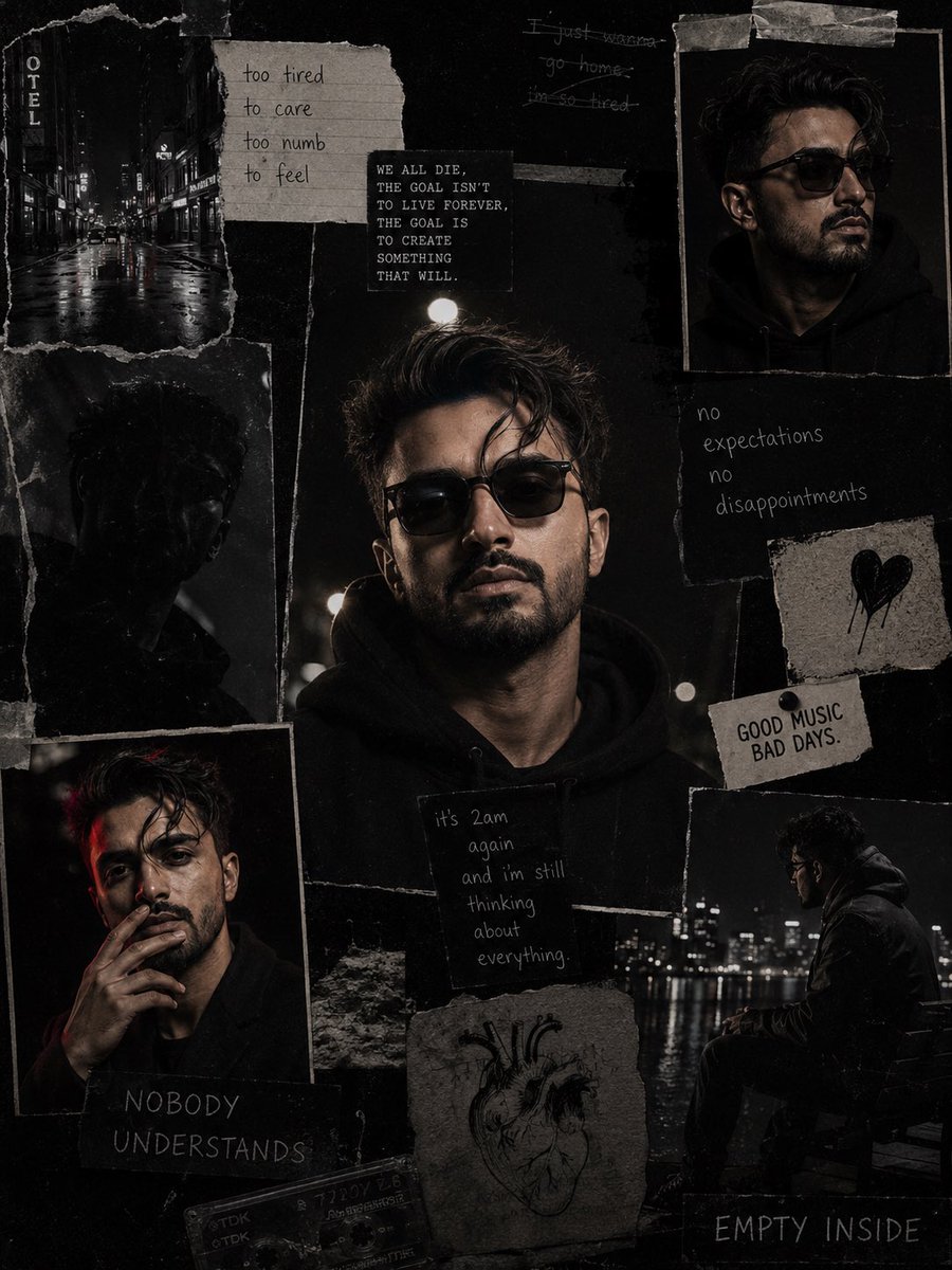 Profile / Avatar - Dark Cinematic Diary Collage — output 1