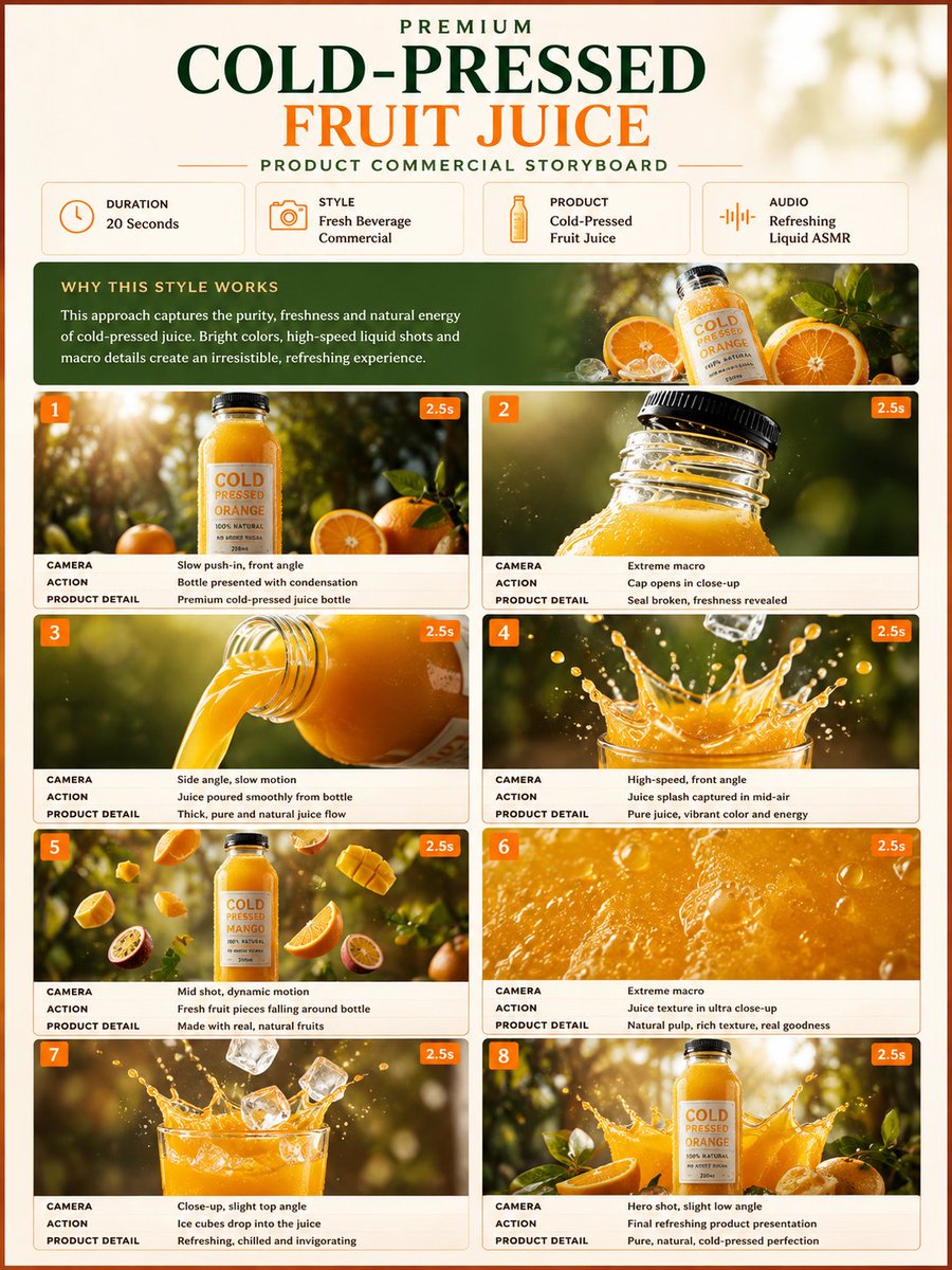 Comic / Storyboard - Fruit Juice Commercial Storyboard — output 1