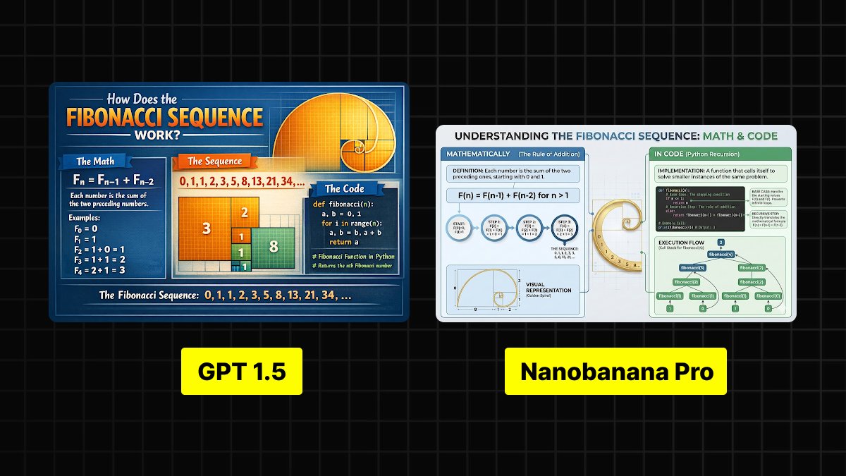 Infographic Explaining Fibonacci Sequence with Math and Code — output 1