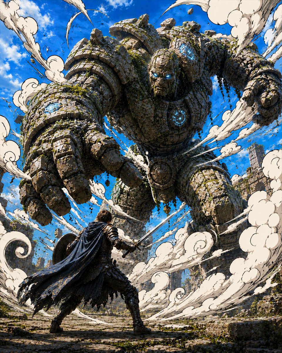 Comic / Storyboard - Warrior Versus Stone Golem — output 1