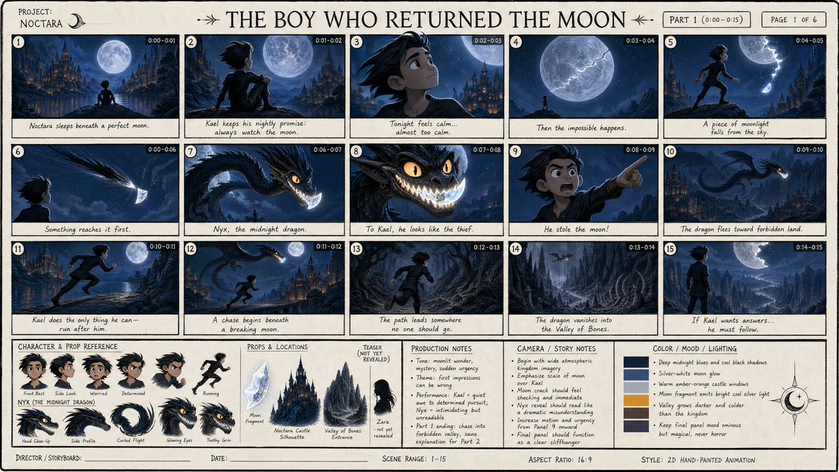 Comic / Storyboard - Dark Fantasy Animation Storyboard Sheet — output 1