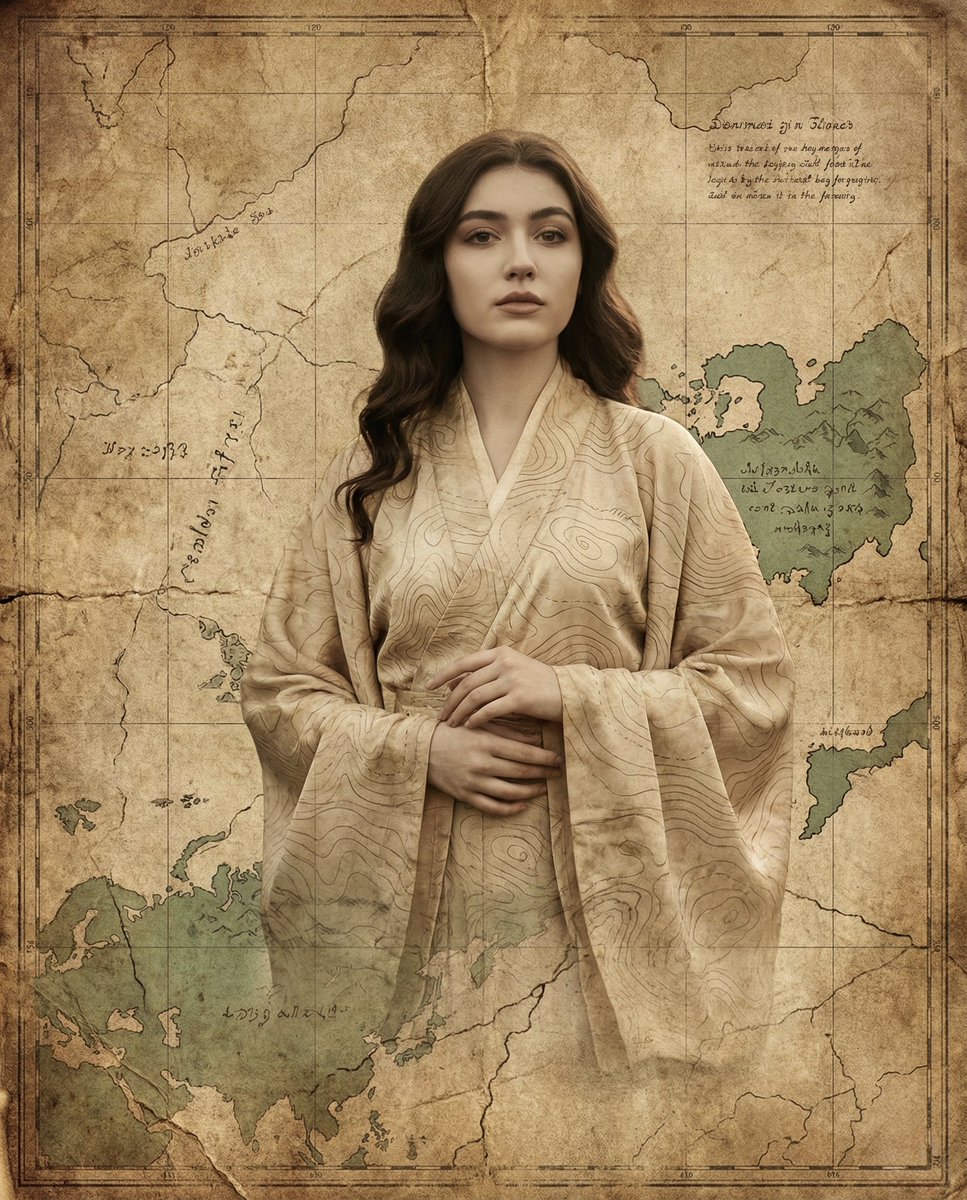 Surreal Fine-Art Portrait Emerging from Ancient Map — output 1