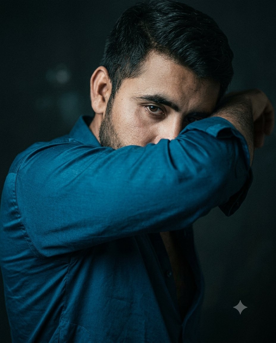 Profile / Avatar - Intense Cinematic Over-the-Shoulder Portrait — output 1