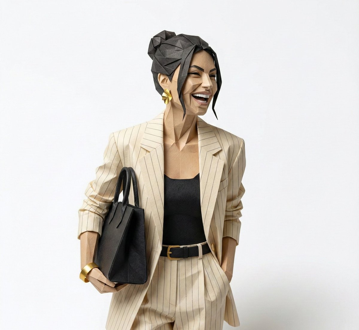 Hyper-Detailed Origami Portrait Sculpture — output 1