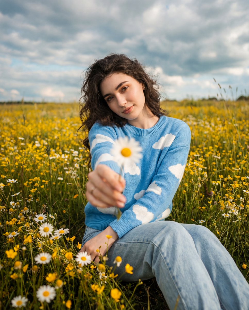 Cinematic Portrait in a Wildflower Field — output 1