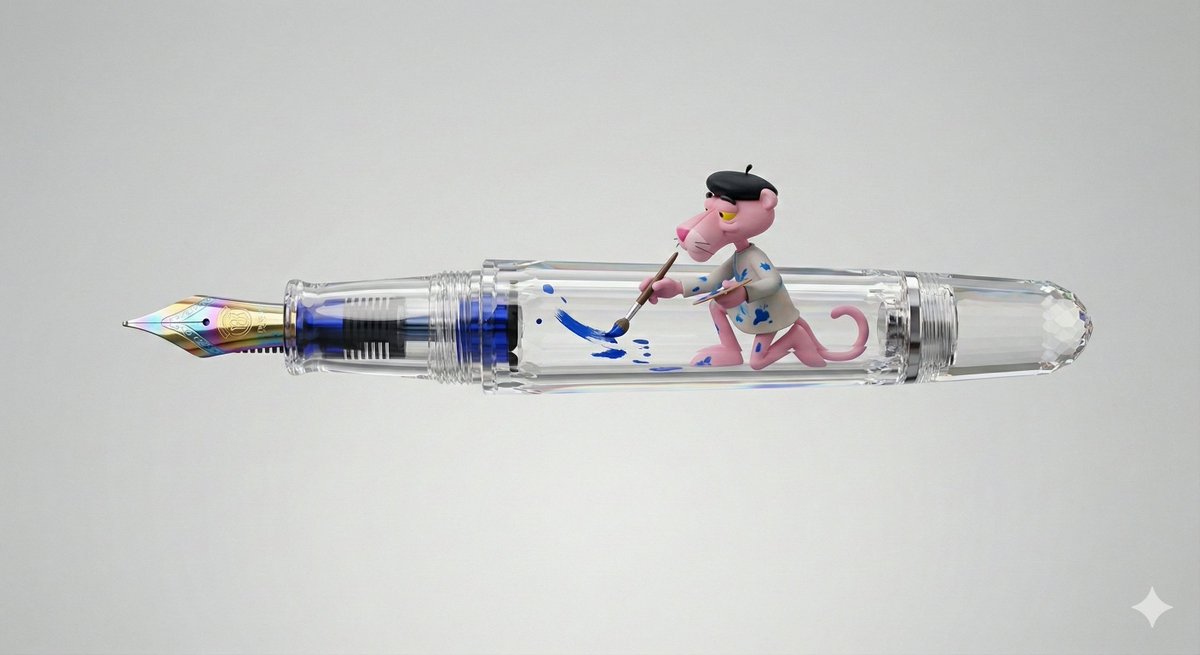 E-commerce Main Image - Pink Panther Fountain Pen 3D Render Prompt — output 1