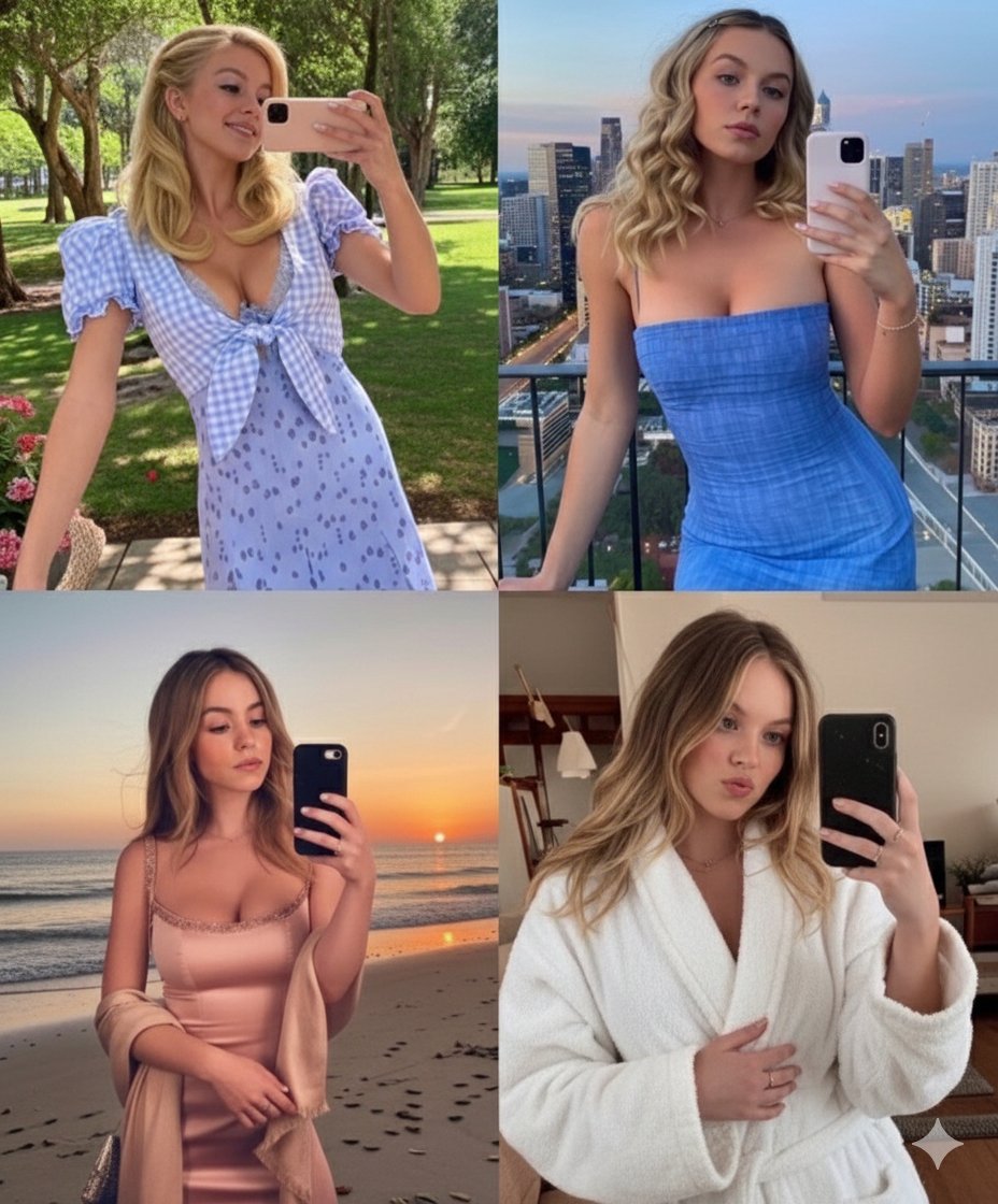 Diptych Sydney Sweeney Style Editorial Portrait — output 1