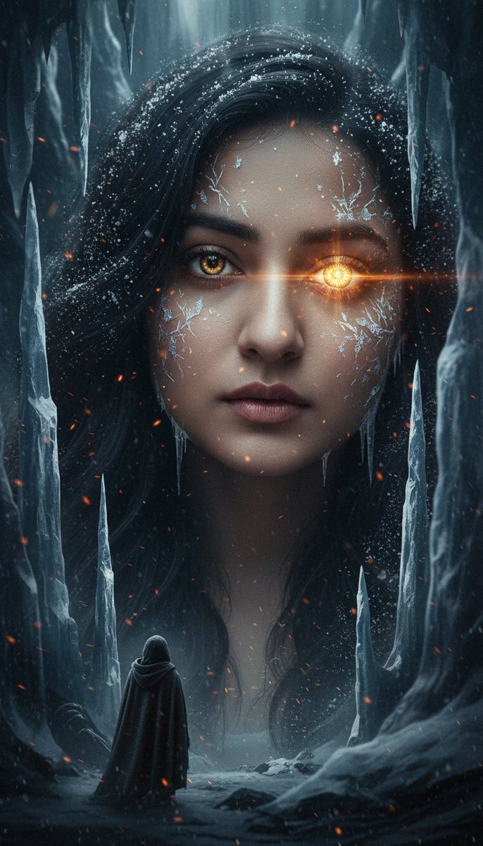 Poster / Flyer - Surreal Cinematic Fantasy Portrait with Fire and Ice — output 1