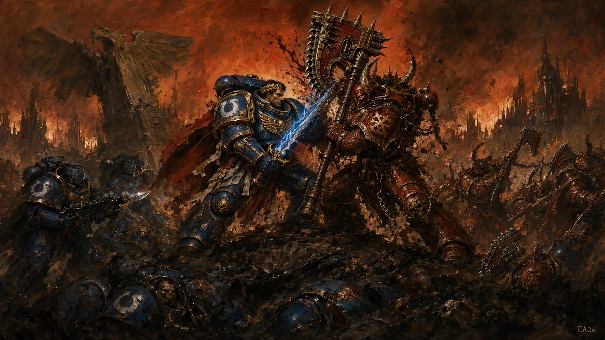 YouTube Thumbnail - Ultramarines vs World Eaters Clash