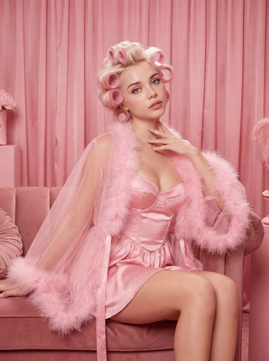 Social Media Post - Vintage Pink Monochromatic Boudoir Editorial Portrait — output 1