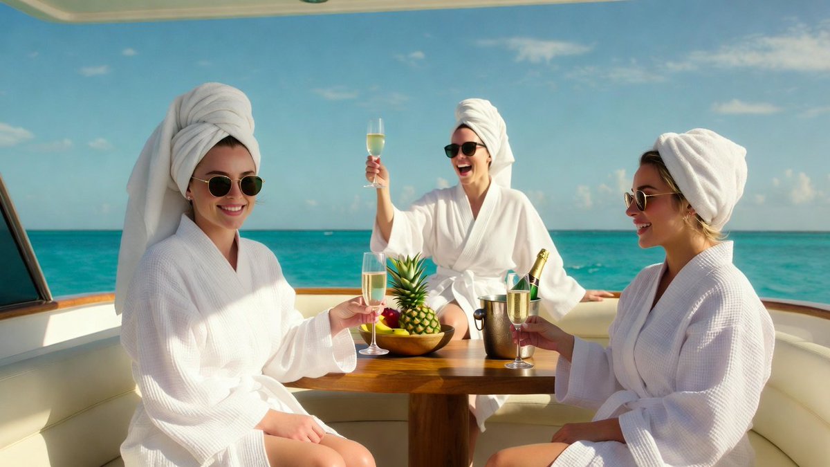 Luxury Spa Day on a Yacht Group Portrait Prompt — output 1