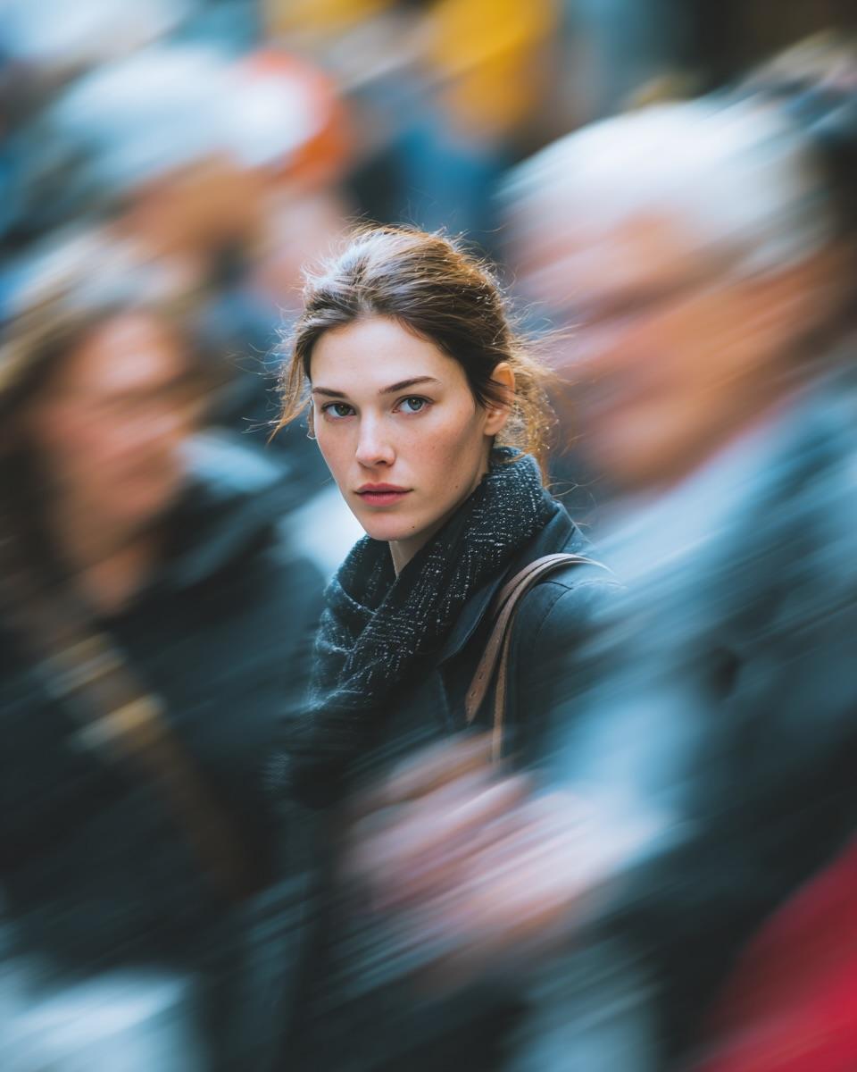 Cinematic Street Portrait with Motion Blur Effect — output 1