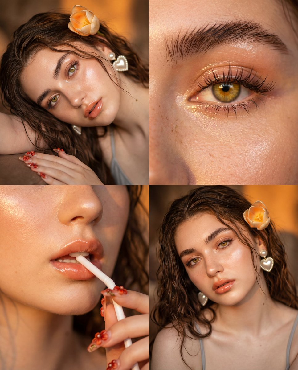 4-Panel Vintage Film Portrait Grid with Glass Skin — output 1