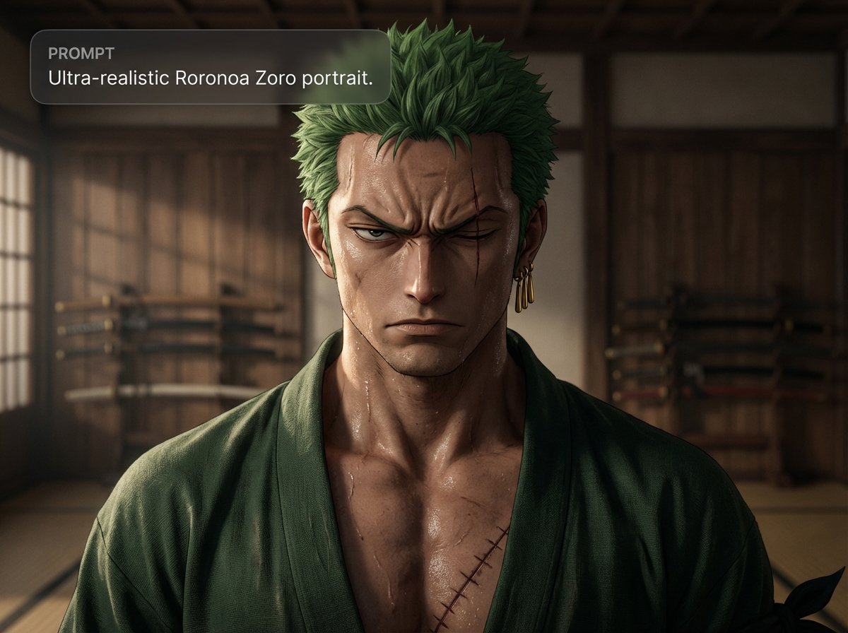 Ultra-realistic Roronoa Zoro portrait — output 1