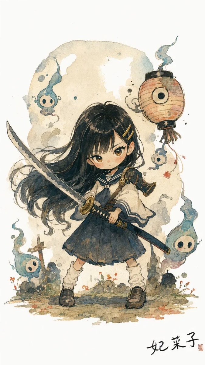 Comic / Storyboard - Watercolor Chibi Schoolgirl Swordswoman — output 1