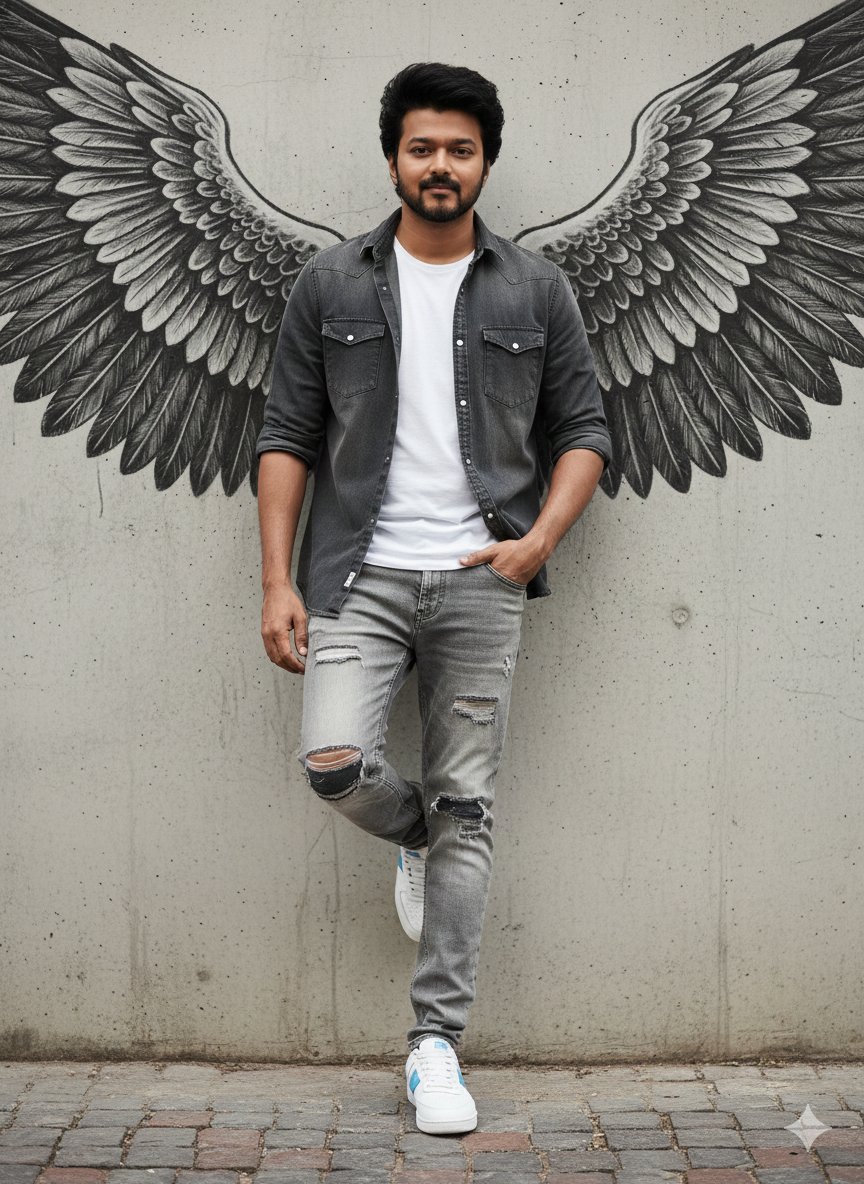 Urban Cinematic Portrait with Painted Angel Wings — output 1